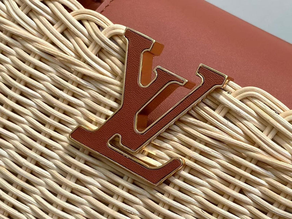 LOUIS VUITTON LV 25S CAPUCINES BB BAG 27 PINIC IN TAN CALFSKIN GOLD HARDWARE