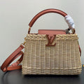 LOUIS VUITTON LV 25S CAPUCINES BB BAG 27 PINIC IN TAN CALFSKIN GOLD HARDWARE