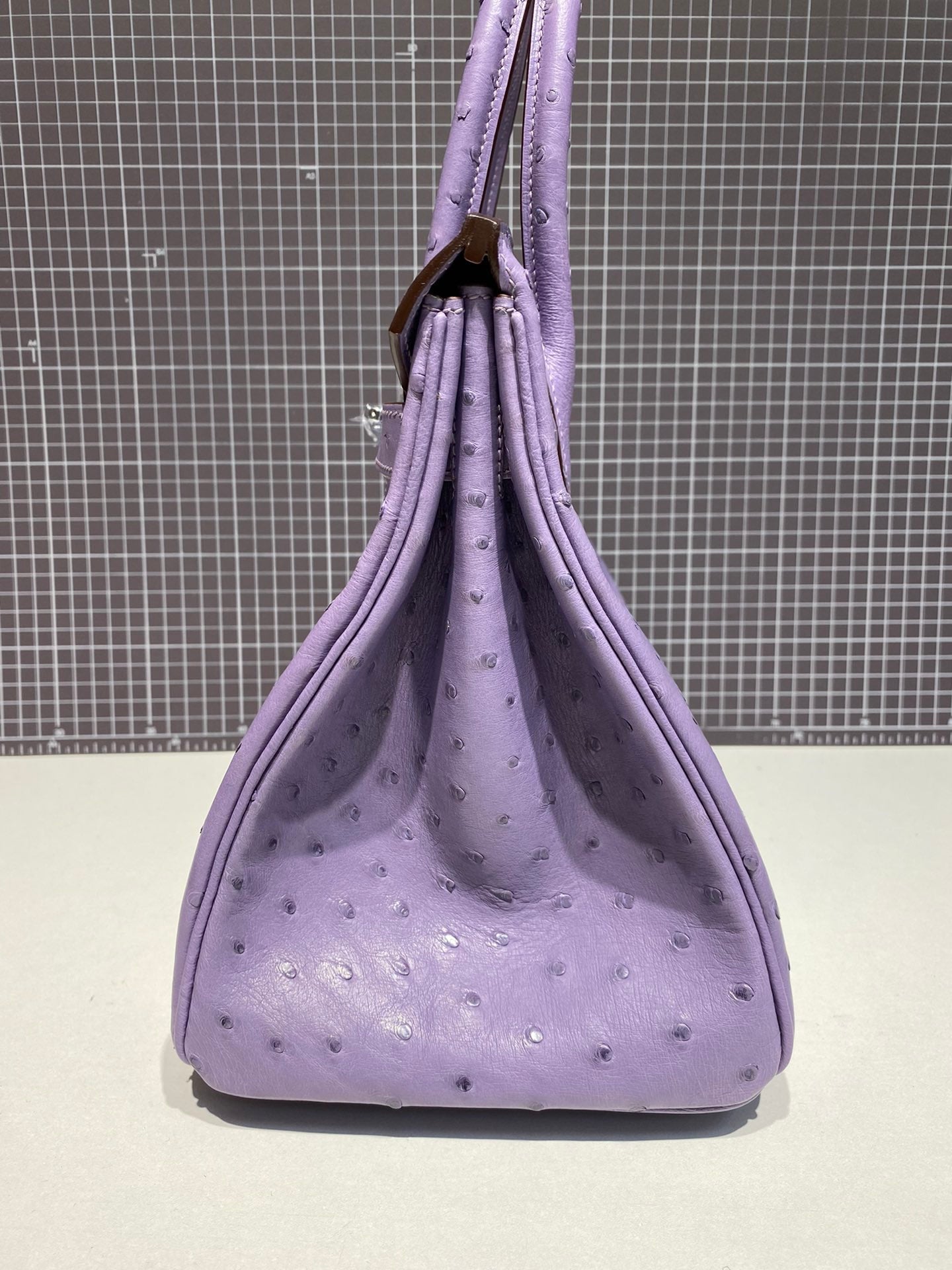 HERMES BIRKIN 30CM PURPLE OSTRICH LEATHER SILVER HARDWARE
