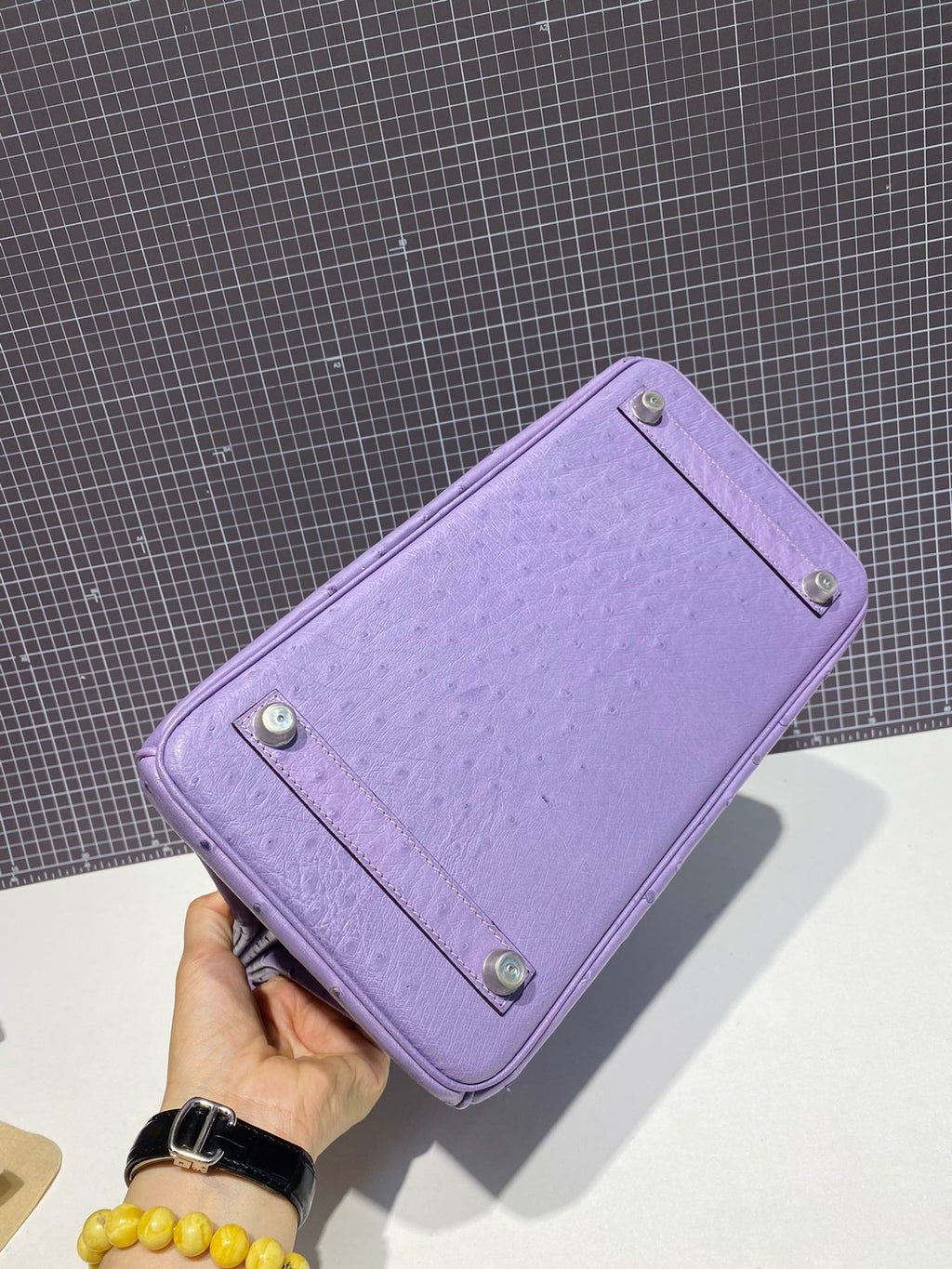 HERMES BIRKIN 30CM PURPLE OSTRICH LEATHER SILVER HARDWARE
