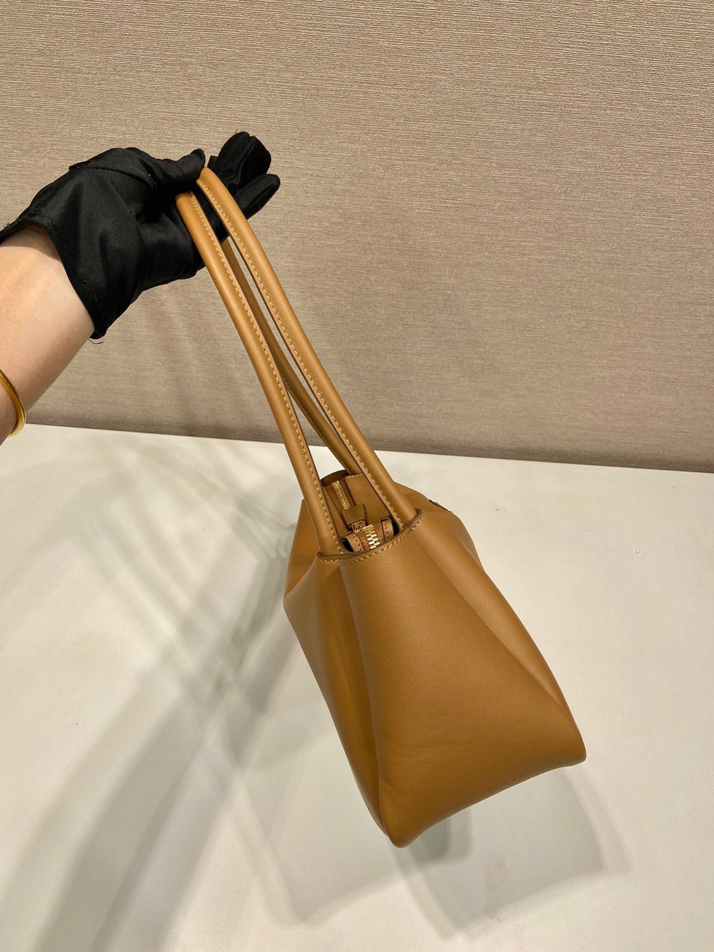 PRADA 28 LARGE BEIGE CALFSKIN HANDBAG