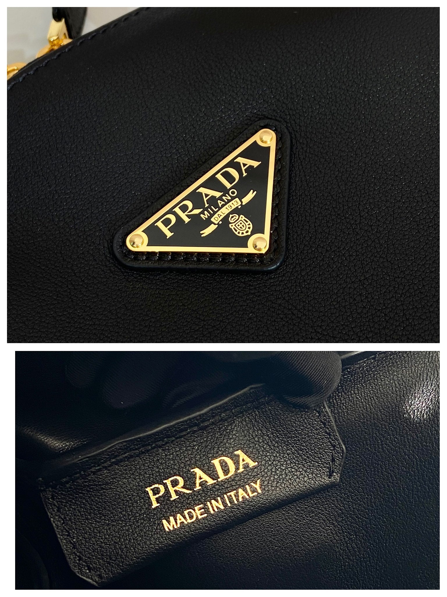 PRADA 28 LARGE BLACK CALFSKIN HANDBAG