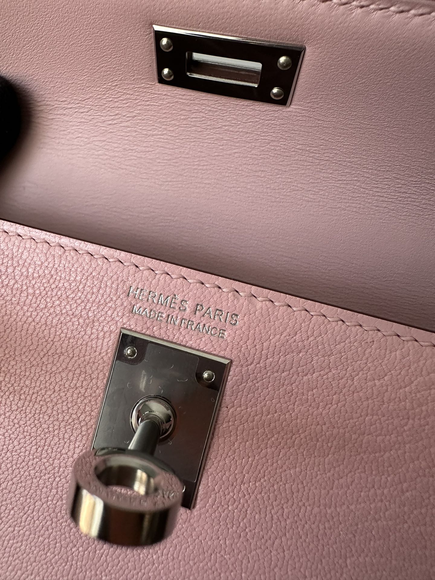 HERMES KELLY MINI 19 PINK CHEVRE SILVER HARDWARE