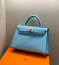 HERMES KELLY MINI 20 SKY BLUE EPSOM SILVER HARDWARE