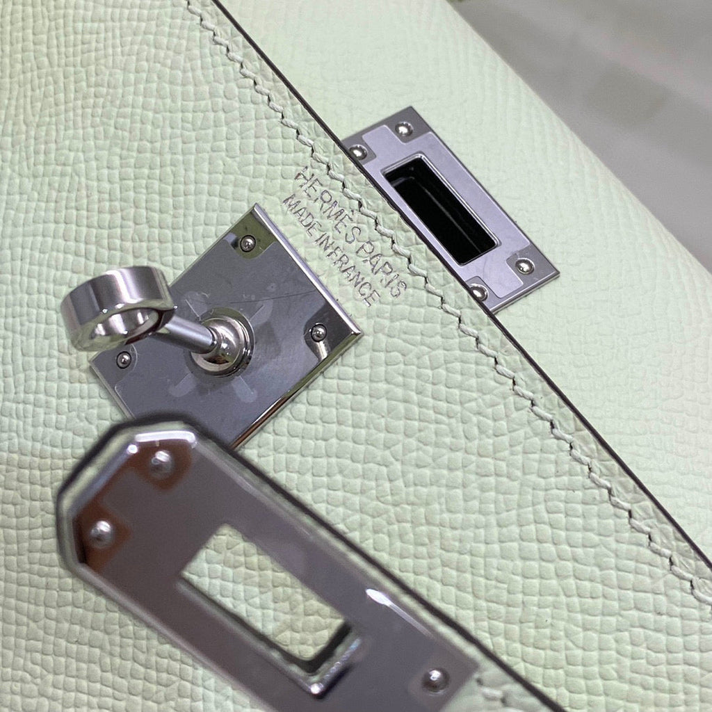 HERMES KELLY MINI 20 SEAFOAM EPSOM SILVER HARDWARE