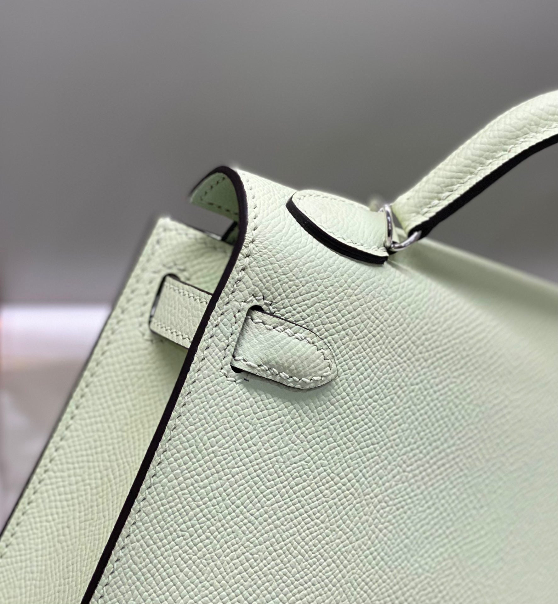 HERMES KELLY MINI 20 SEAFOAM EPSOM SILVER HARDWARE