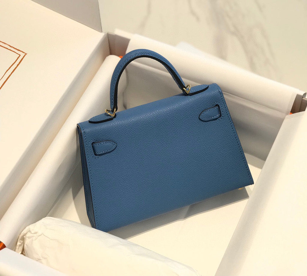 HERMES KELLY MINI 20 BLUE EPSOM GOLD HARDWARE