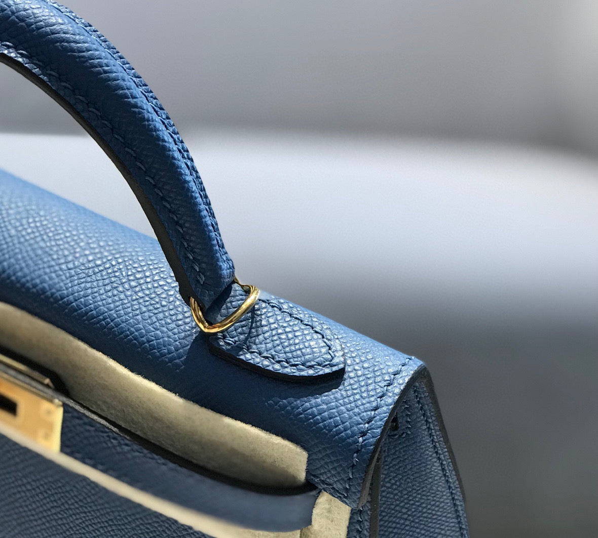 HERMES KELLY MINI 20 BLUE EPSOM GOLD HARDWARE