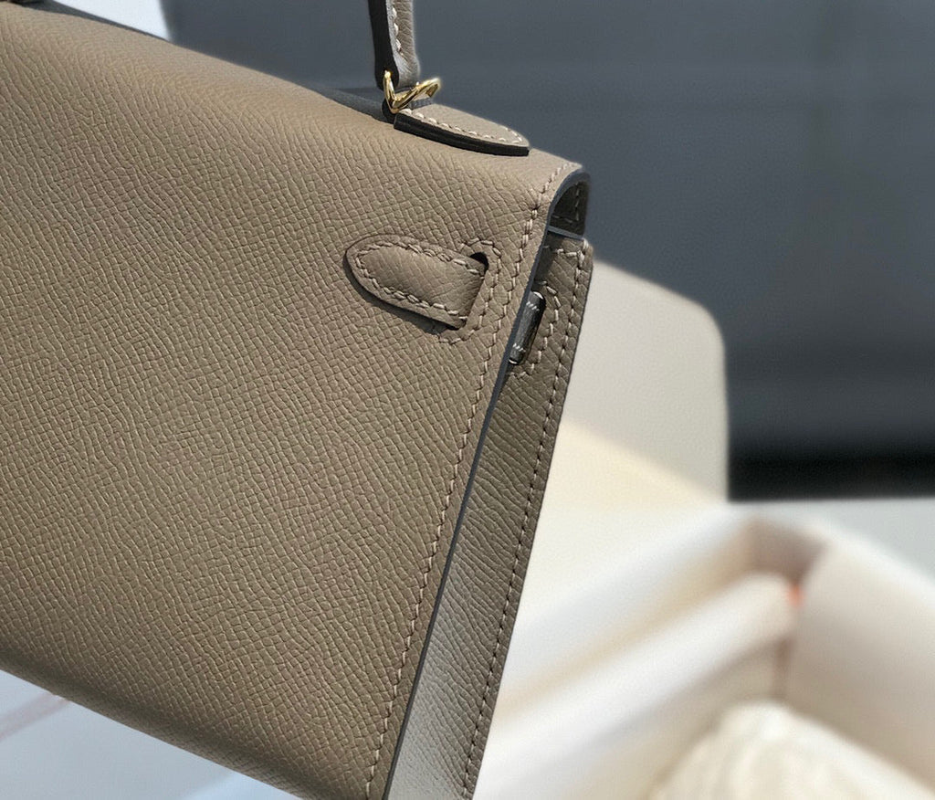 HERMES KELLY MINI 20 LIGHT GREY EPSOM GOLD HARDWARE