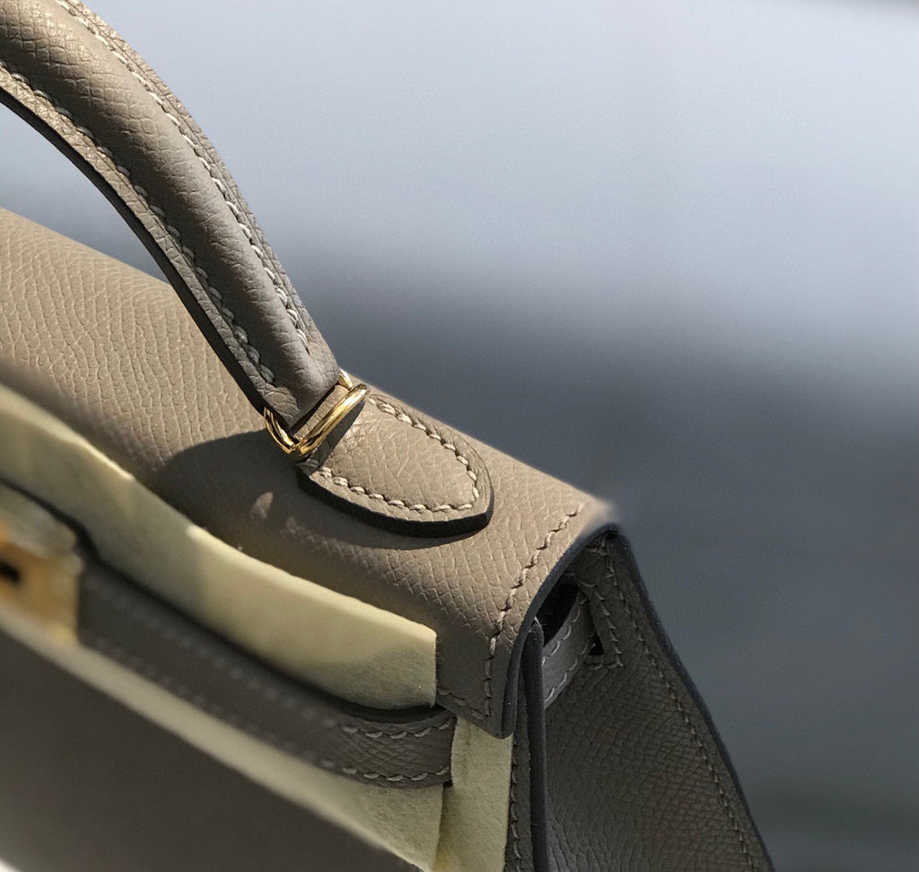 HERMES KELLY MINI 20 LIGHT GREY EPSOM GOLD HARDWARE