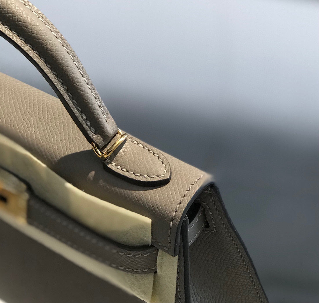 HERMES KELLY MINI 20 LIGHT GREY EPSOM GOLD HARDWARE