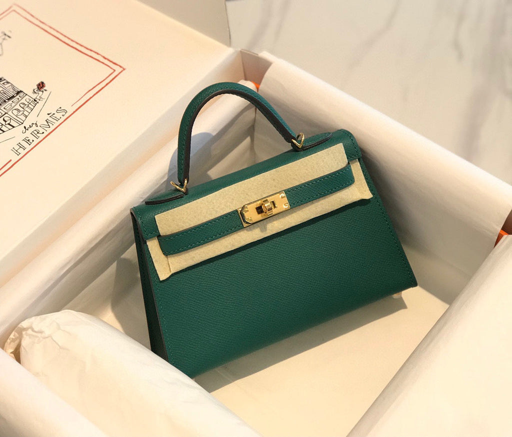HERMES KELLY MINI 20 GREEN EPSOM GOLD HARDWARE