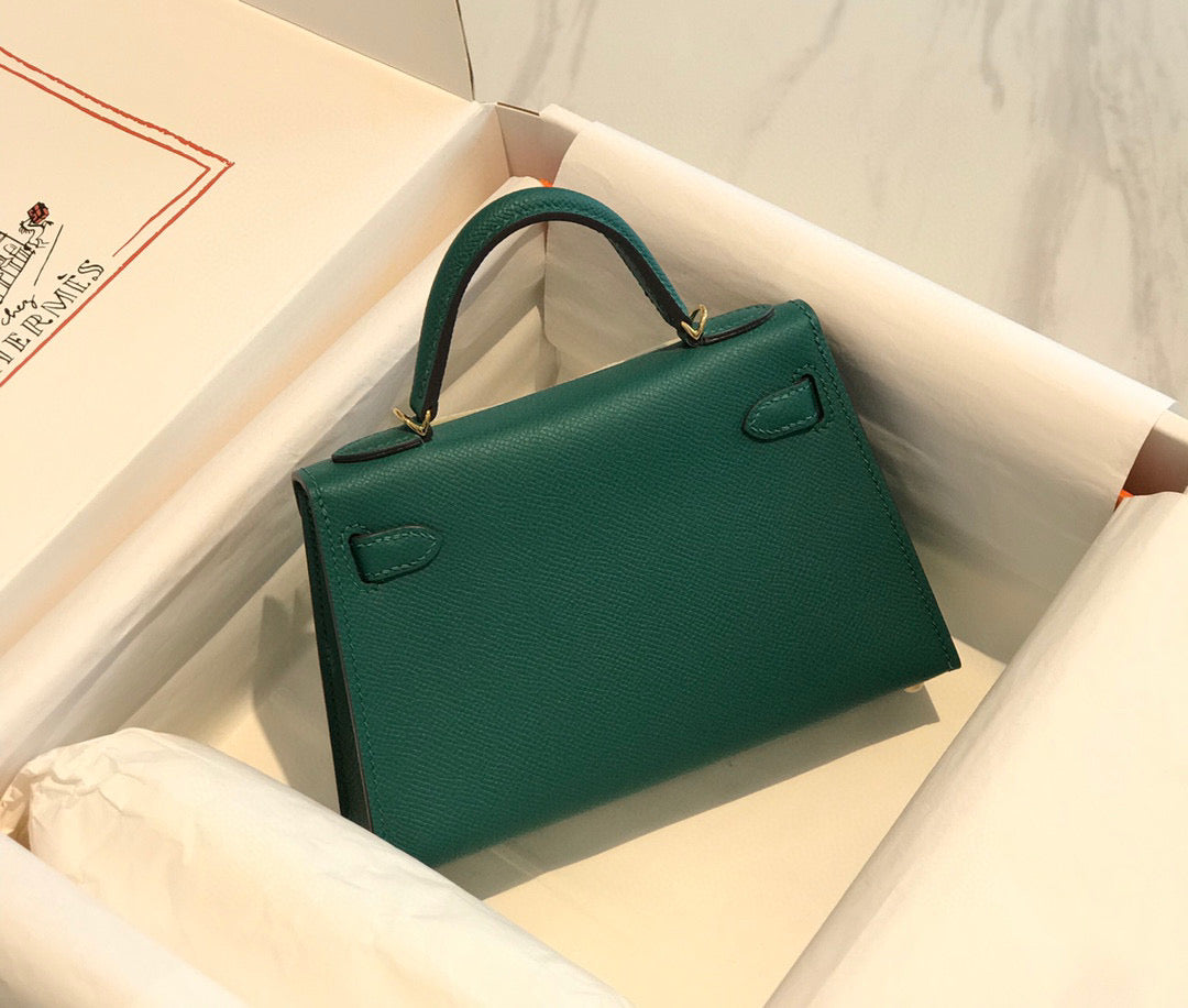HERMES KELLY MINI 20 GREEN EPSOM GOLD HARDWARE