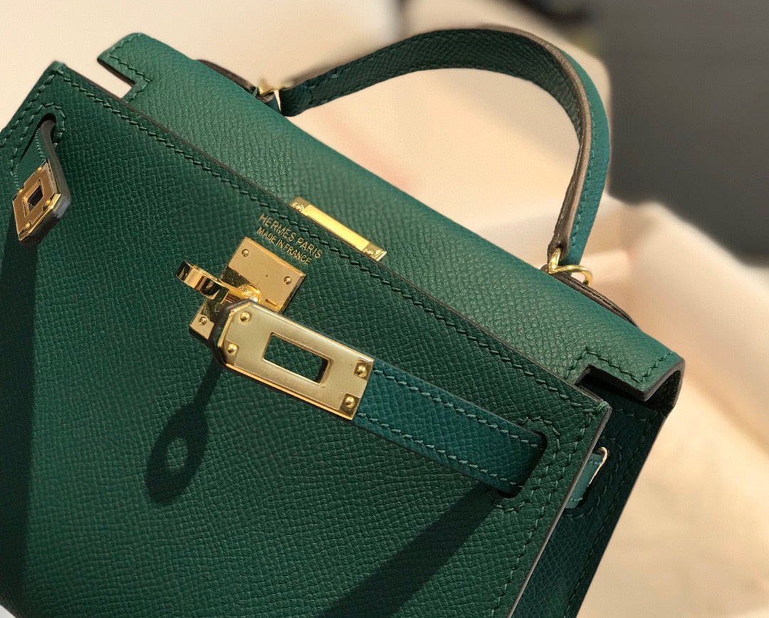 HERMES KELLY MINI 20 GREEN EPSOM GOLD HARDWARE