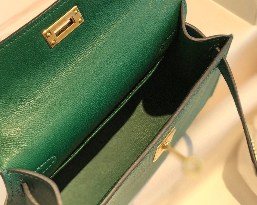 HERMES KELLY MINI 20 GREEN EPSOM GOLD HARDWARE