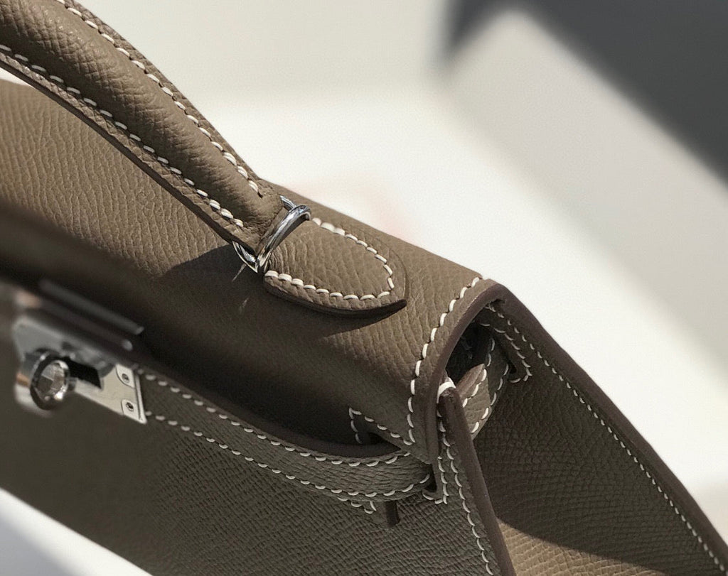 HERMES KELLY MINI 20 ETOUPE EPSOM SILVER HARDWARE