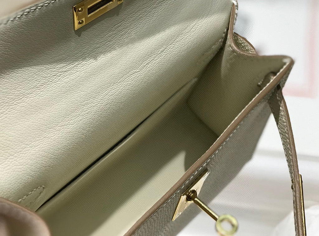 HERMES KELLY MINI 20 WHITE EPSOM GOLD HARDWARE