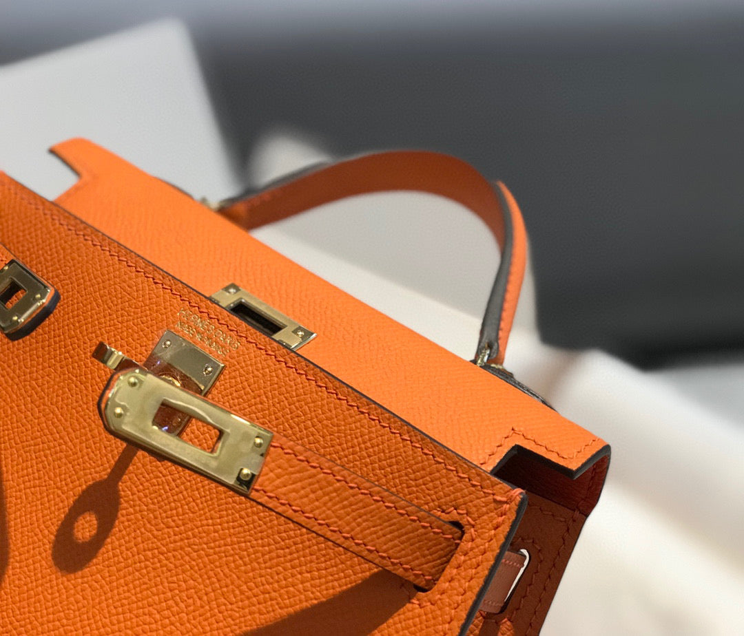 HERMES KELLY MINI 20 ORANGE EPSOM GOLD HARDWARE