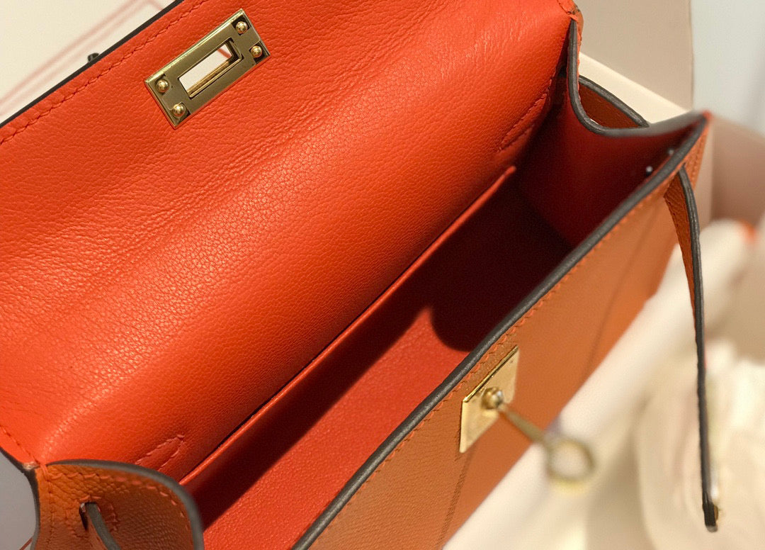 HERMES KELLY MINI 20 ORANGE EPSOM GOLD HARDWARE