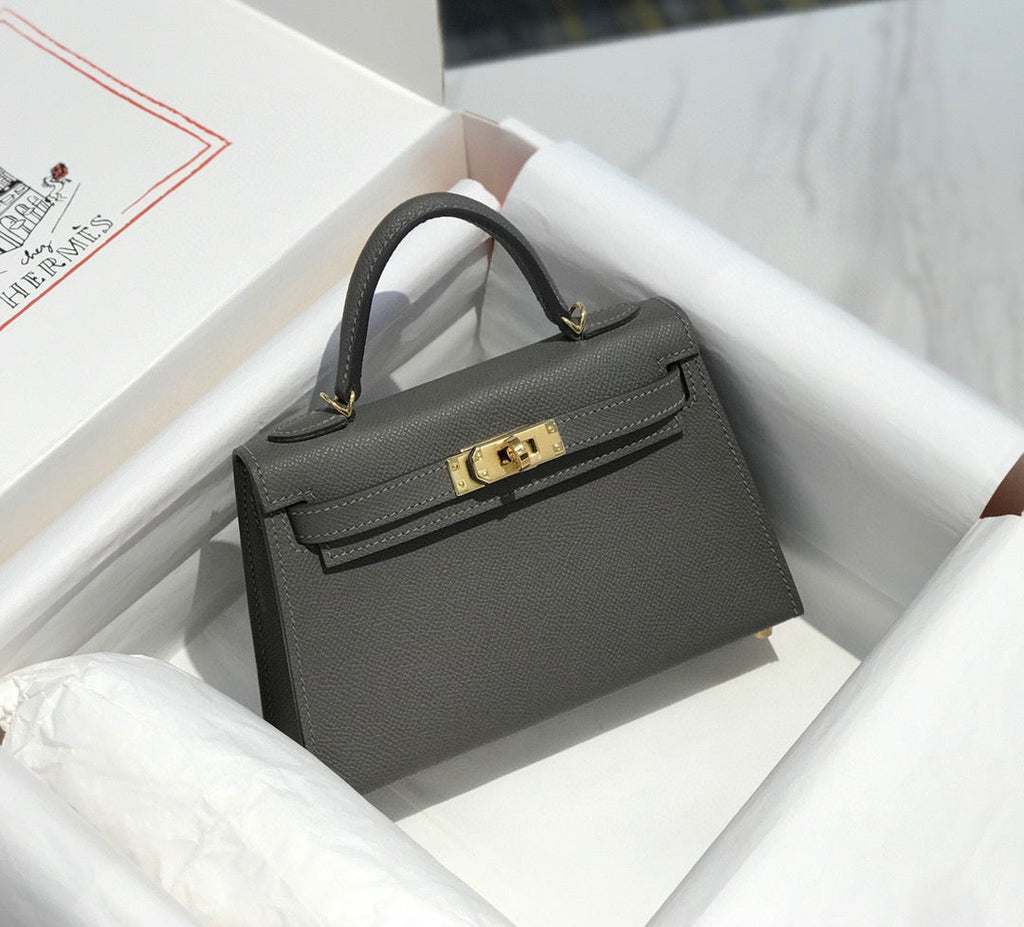 HERMES KELLY MINI 20 DARK GREY EPSOM GOLD HARDWARE