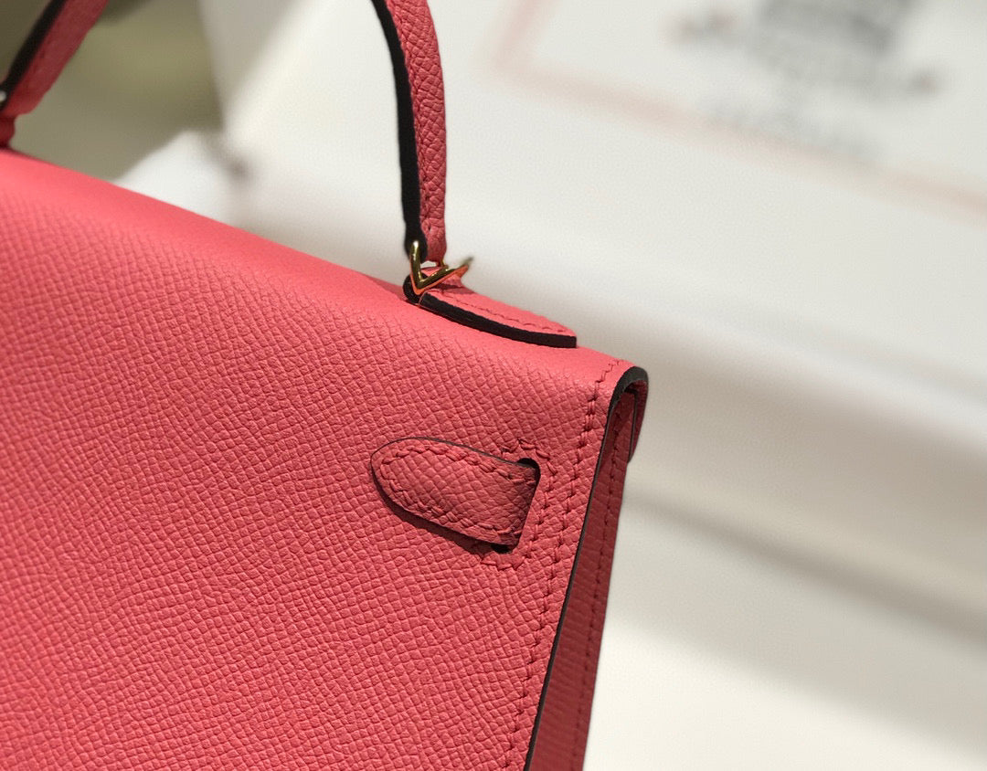 HERMES KELLY MINI 20 DARK PINK EPSOM GOLD HARDWARE