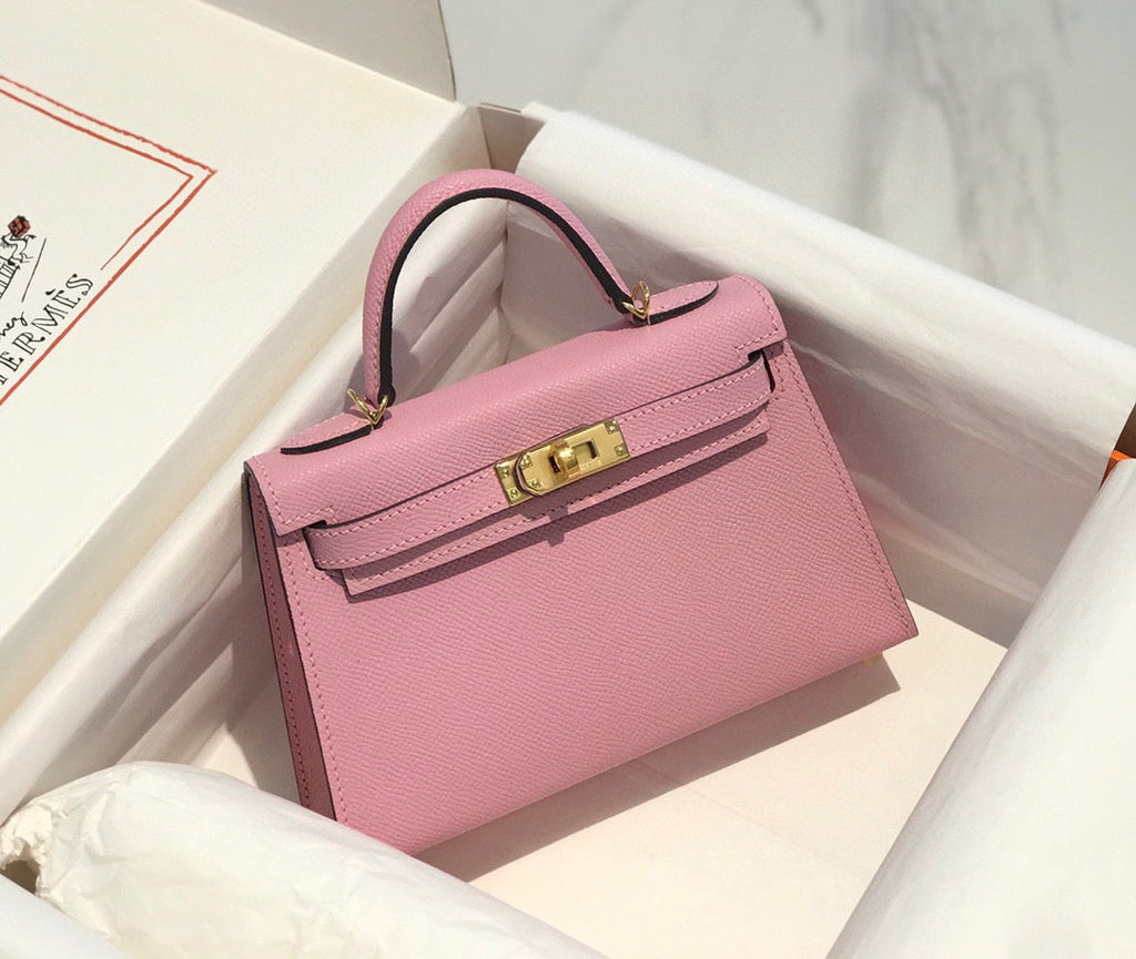 HERMES KELLY MINI 20 LIGHT PINK EPSOM GOLD HARDWARE