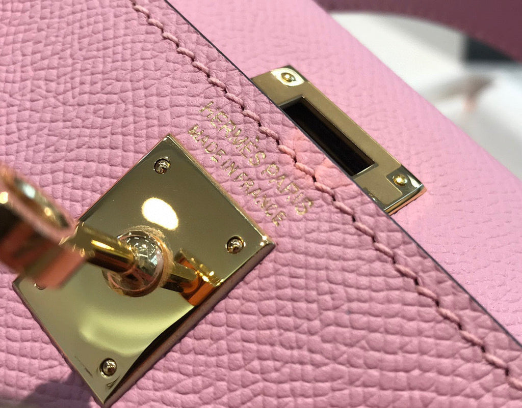 HERMES KELLY MINI 20 LIGHT PINK EPSOM GOLD HARDWARE