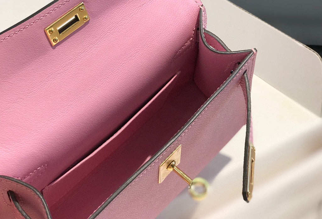 HERMES KELLY MINI 20 LIGHT PINK EPSOM GOLD HARDWARE