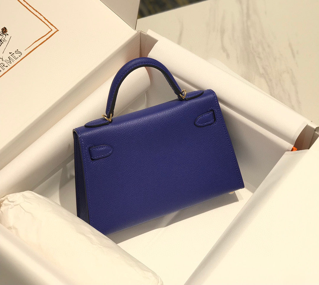 HERMES KELLY MINI 20 BLUE VIOLET EPSOM GOLD HARDWARE