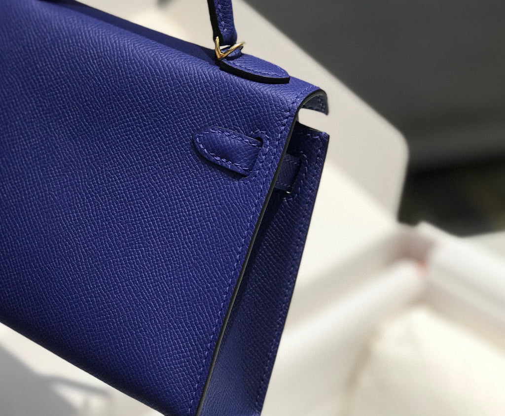 HERMES KELLY MINI 20 BLUE VIOLET EPSOM GOLD HARDWARE