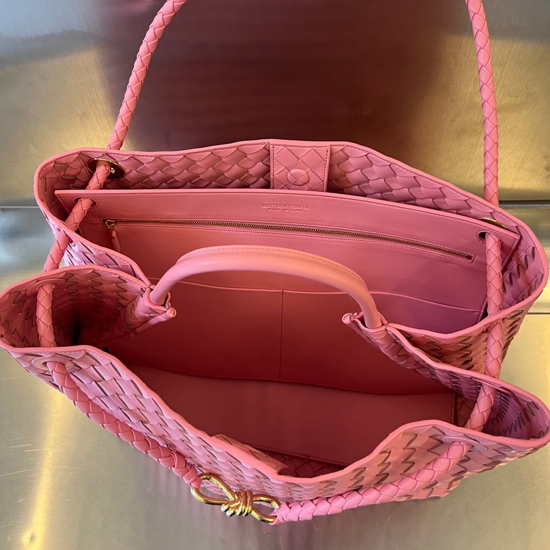 BOTTEGA VENETA LARGE ANDIAMO 45CM PINK LAMBSKIN