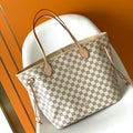 LOUIS VUITTON NEVERFULL MM 32 GREY CREAM DAMIER AZUR INSIDE COLOUR 1
