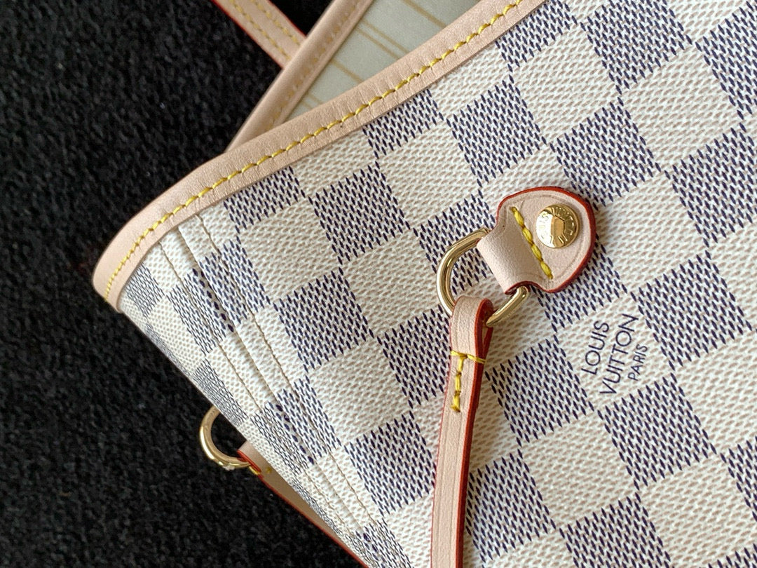 LOUIS VUITTON NEVERFULL MM 32 GREY CREAM DAMIER AZUR INSIDE COLOUR 1