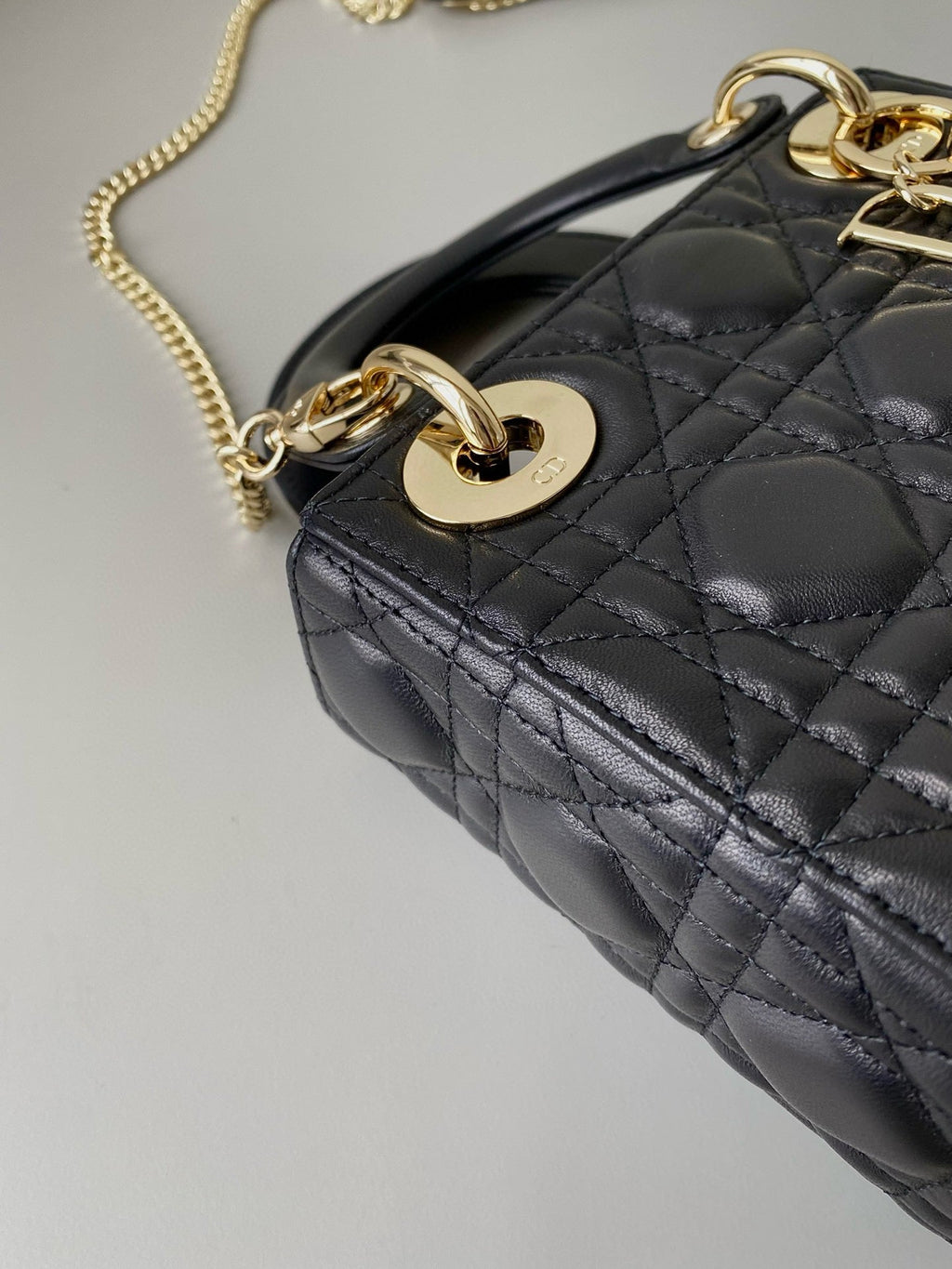 DIOR MINI MY LADY 17 BLACK CALFSKIN GOLD HARDWARE