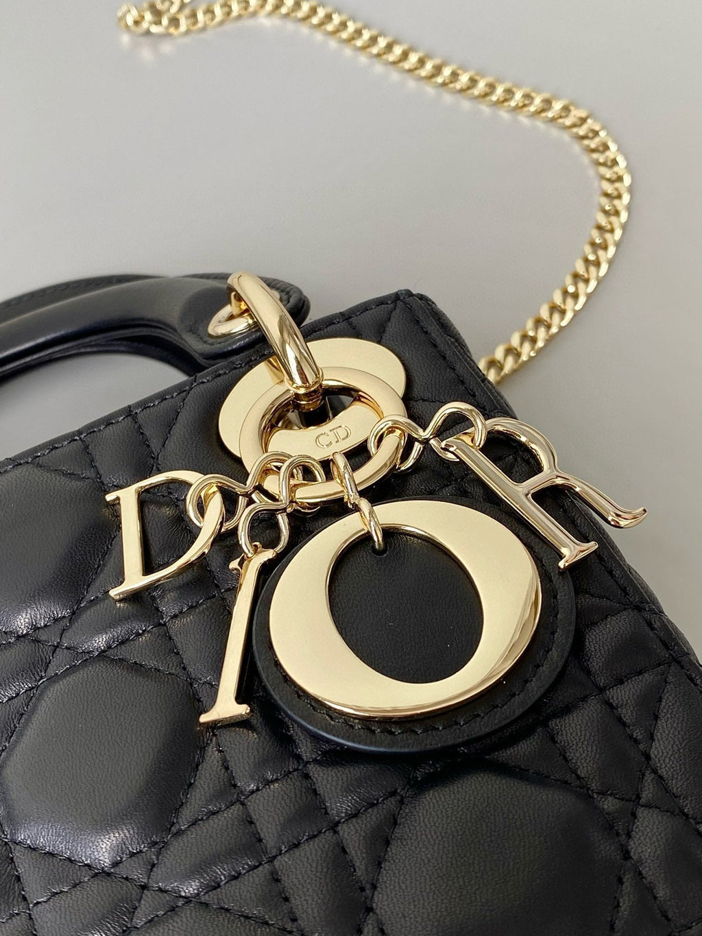 DIOR MINI MY LADY 17 BLACK CALFSKIN GOLD HARDWARE