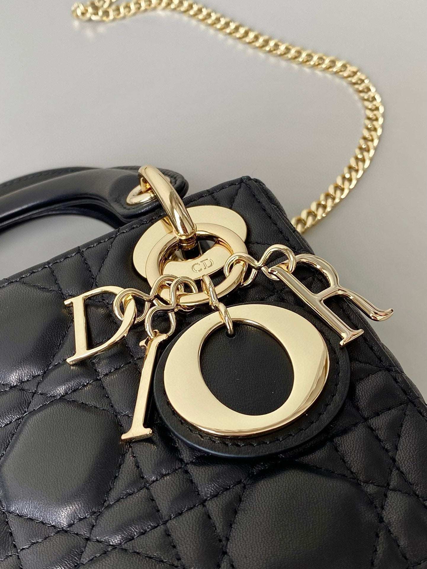DIOR MINI MY LADY 17 BLACK CALFSKIN GOLD HARDWARE