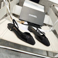 CHANEL SLINGBACKS IN BLACK LAMBSKIN 1