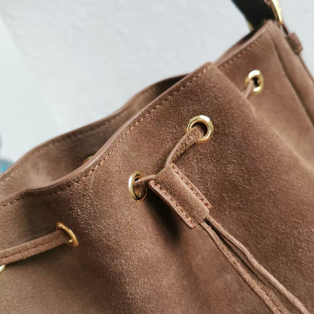 PRADA BUCKET BAG 21 IN BROWN SUEDE