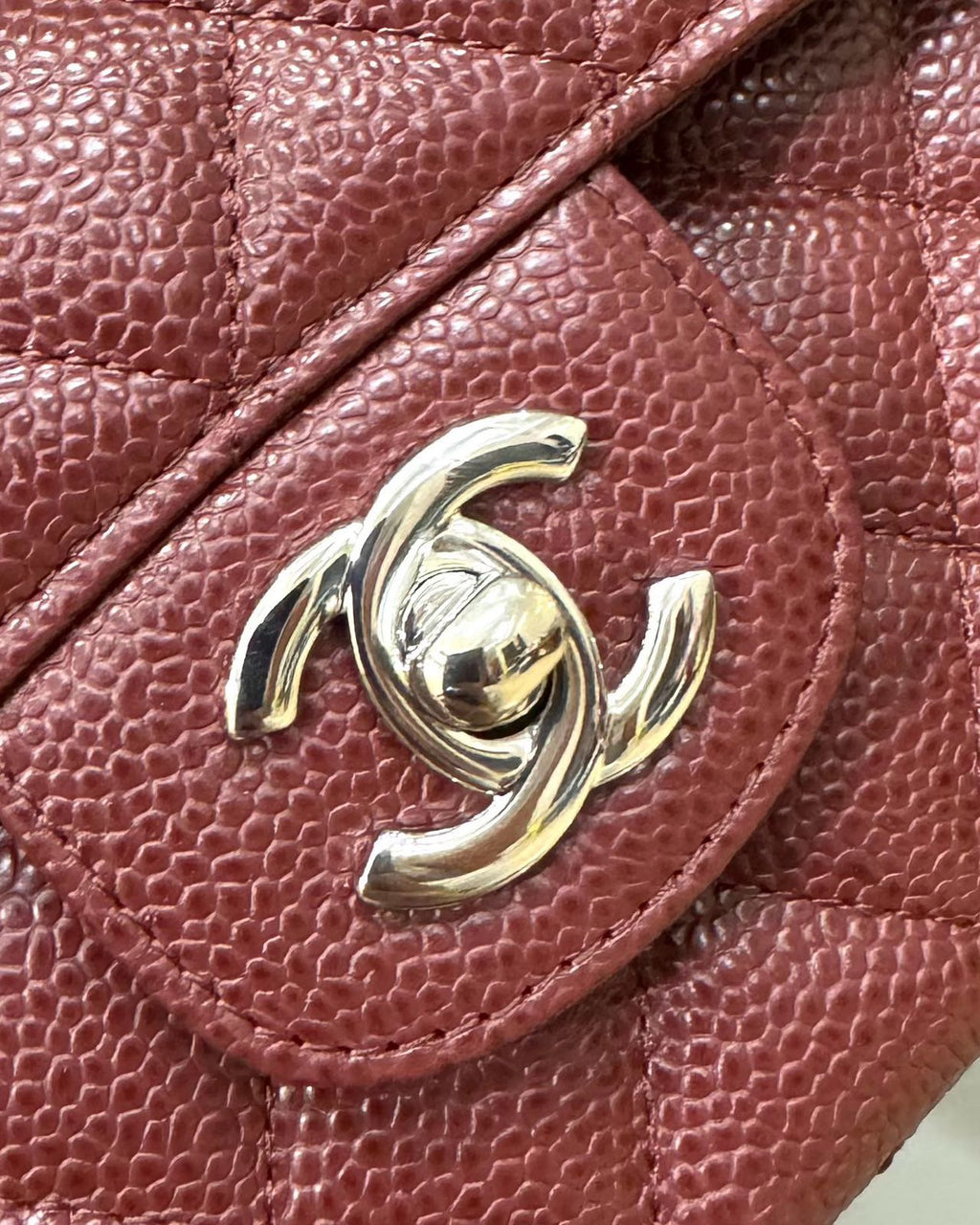 CHANEL FLAP BAG 25 IN WINE CAVIAR LAMBSKIN SILVER HARDWARE