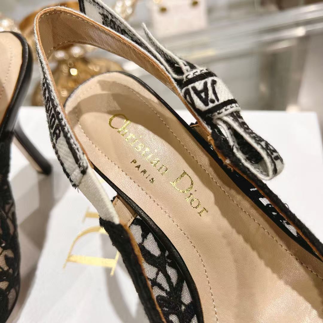 DIOR SLINGBACK J'A FLORAL BLACK LACE