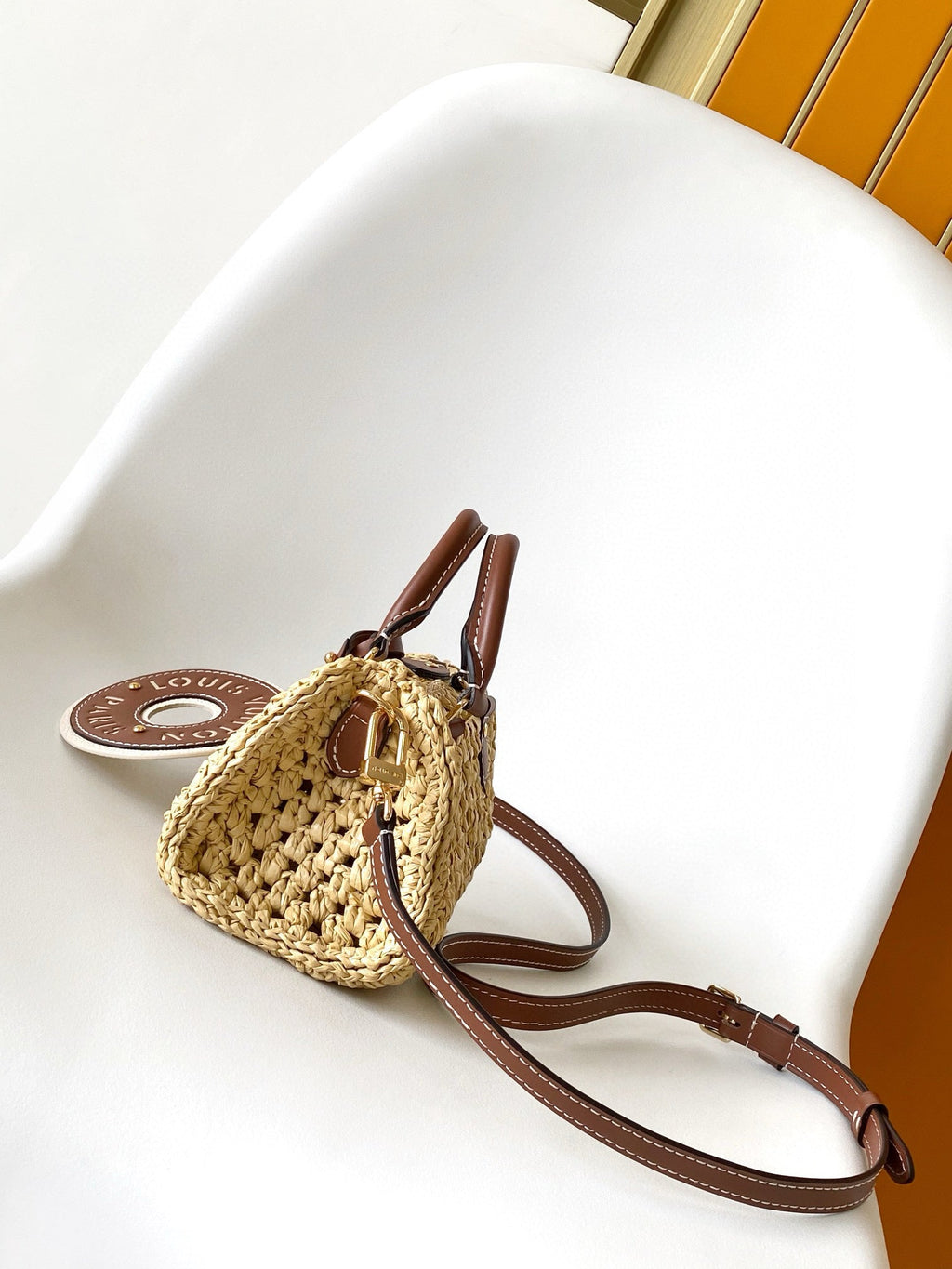 LOUIS VUITTON NANO SPEEDY 16 IN RAFFIA GOLD HARDWARE