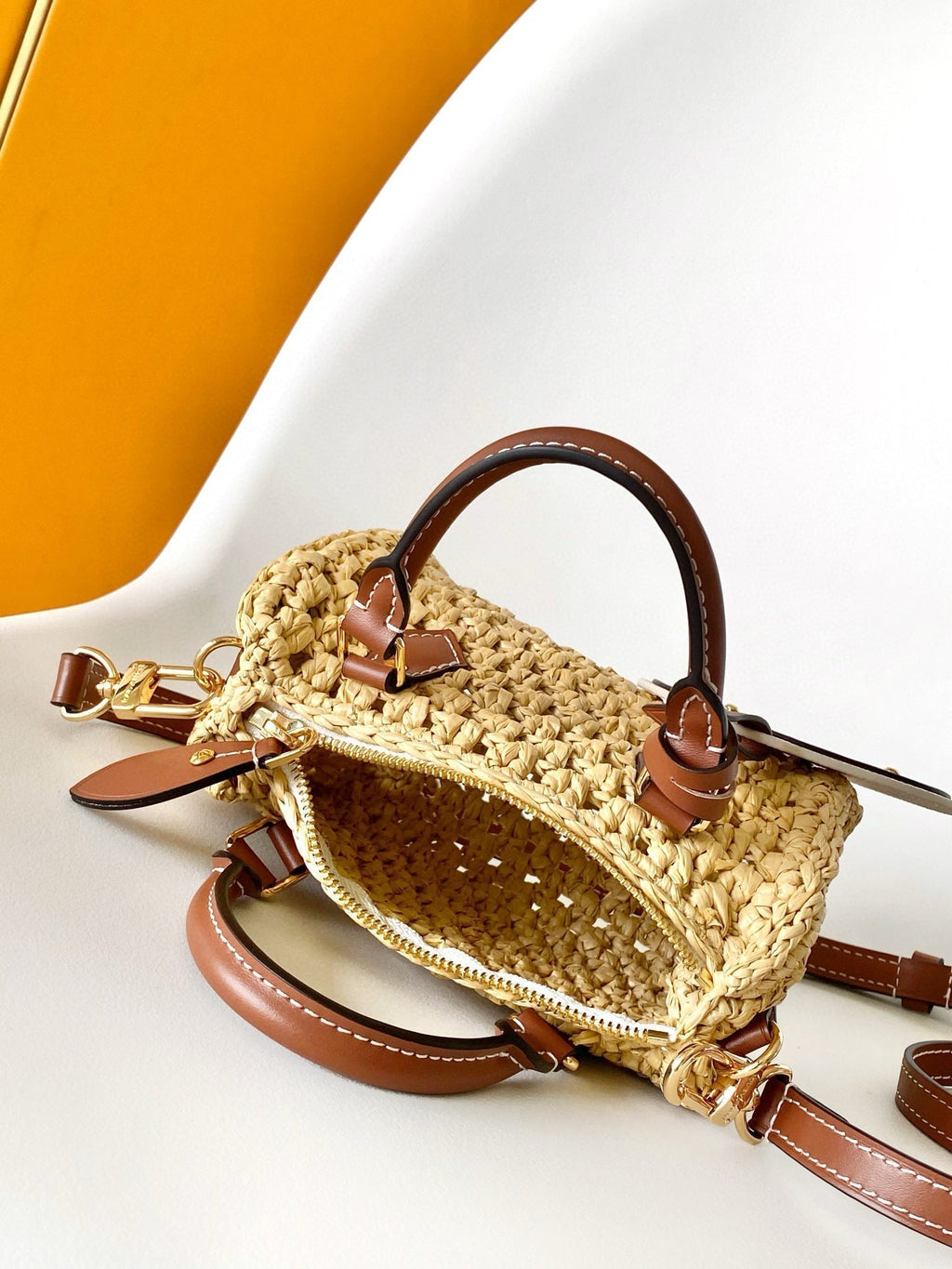 LOUIS VUITTON NANO SPEEDY 16 IN RAFFIA GOLD HARDWARE