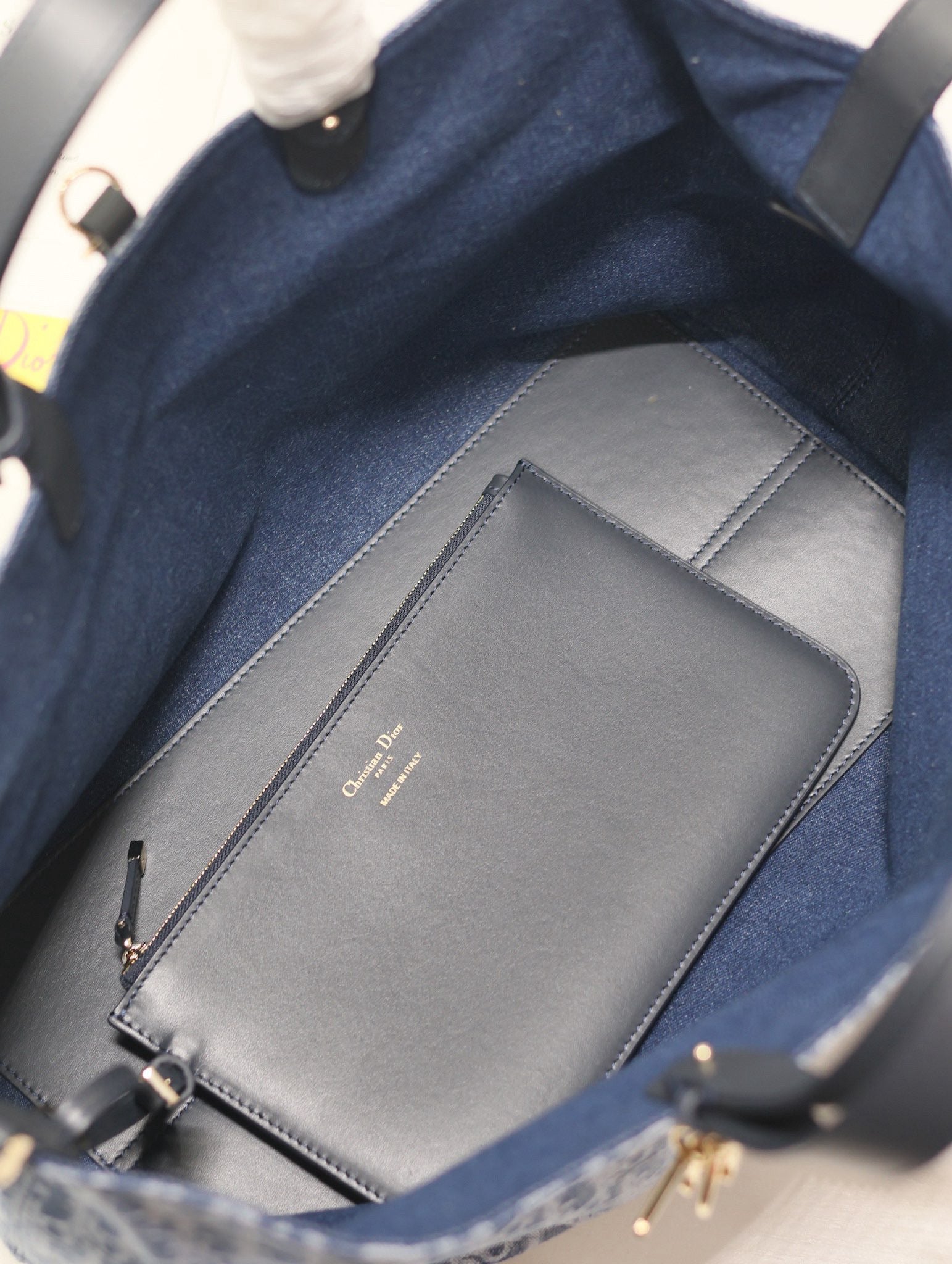 DIOR LARGE TOUJOURS 37 BLUE DENIM OBLIQUE JACQUARD