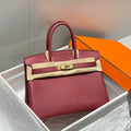 HERMES BIRKIN 25CM BURGUNDY CALFSKIN GOLD HARDWARE