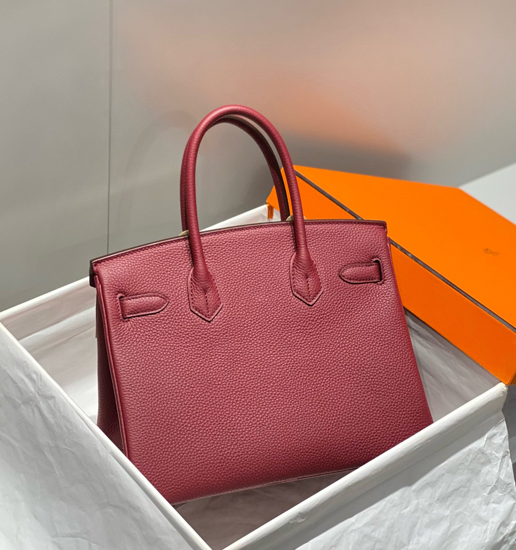 HERMES BIRKIN 25CM BURGUNDY CALFSKIN GOLD HARDWARE