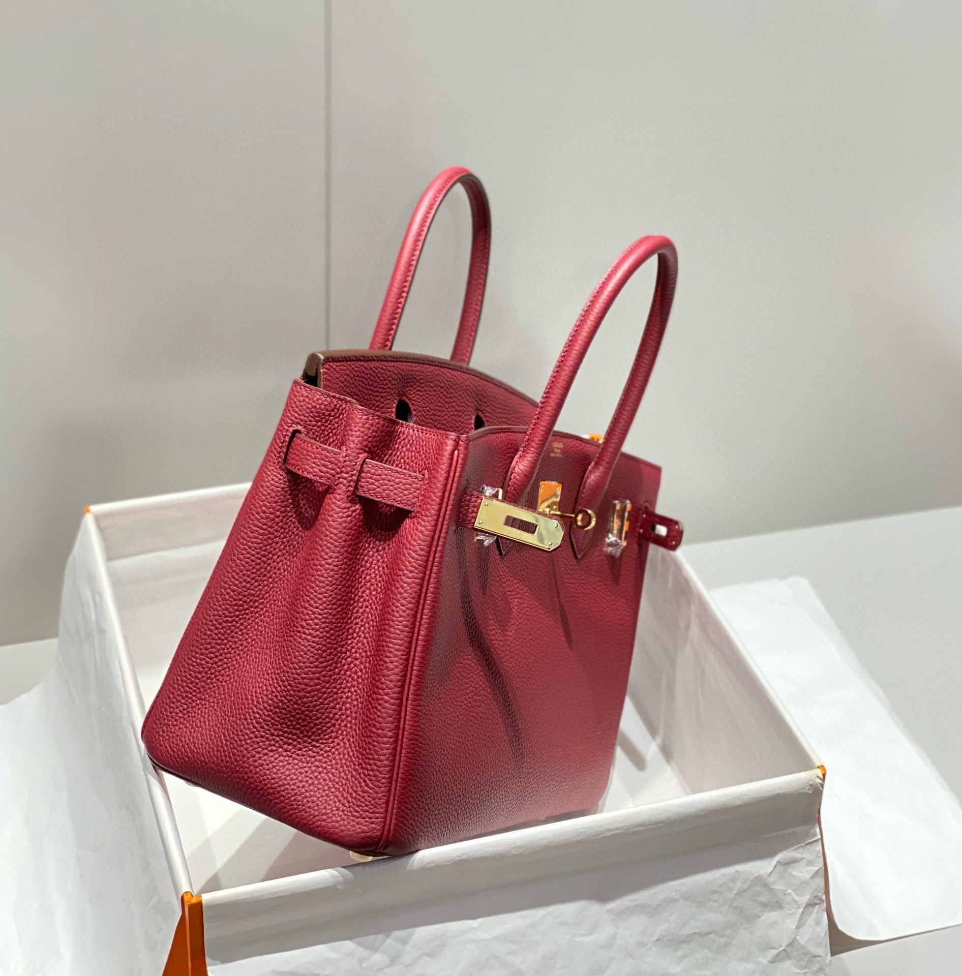 HERMES BIRKIN 25CM BURGUNDY CALFSKIN GOLD HARDWARE