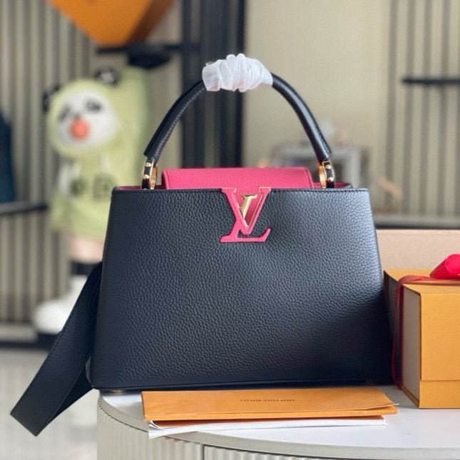 LOUIS VUITTON CAPUCINES MM 31 BLACK GOLD HARDWARE