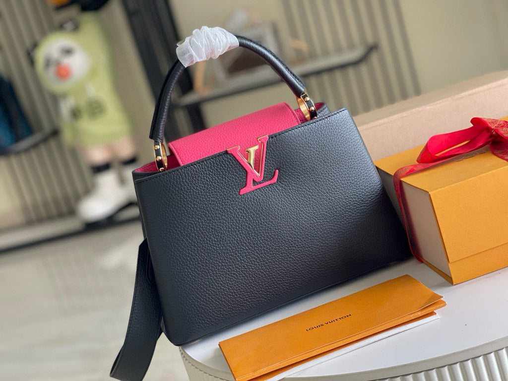 LOUIS VUITTON CAPUCINES MM 31 BLACK GOLD HARDWARE