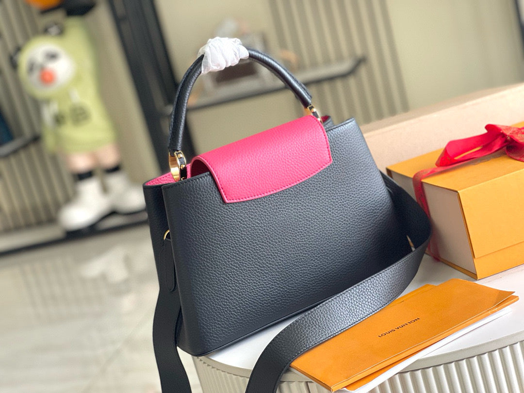 LOUIS VUITTON CAPUCINES MM 31 BLACK GOLD HARDWARE