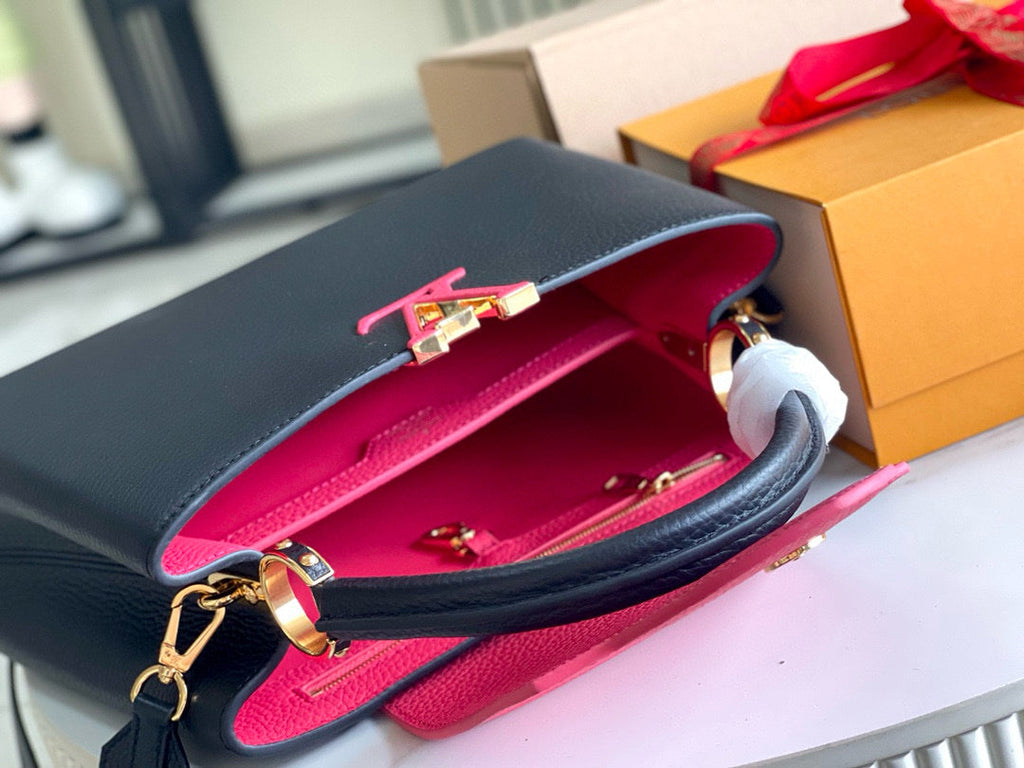 LOUIS VUITTON CAPUCINES MM 31 BLACK GOLD HARDWARE